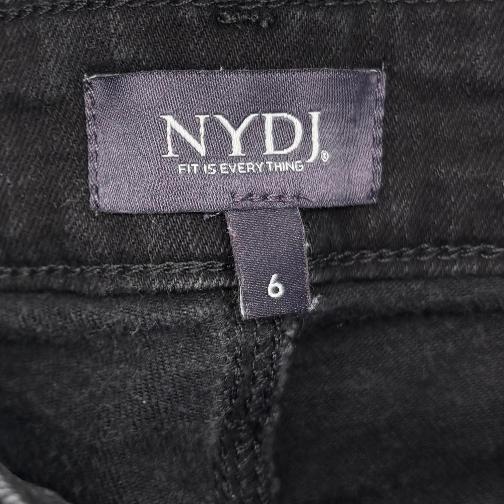 NYDJ Marilyn Straight Leg Jeans Sz 6‎ Black Denim Mid Rise Stretch Slimming Long - Picture 4 of 13